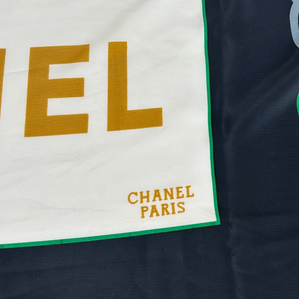 Vintage Chanel Silk Double C Logo Square Scarf - Picture 7 of 8